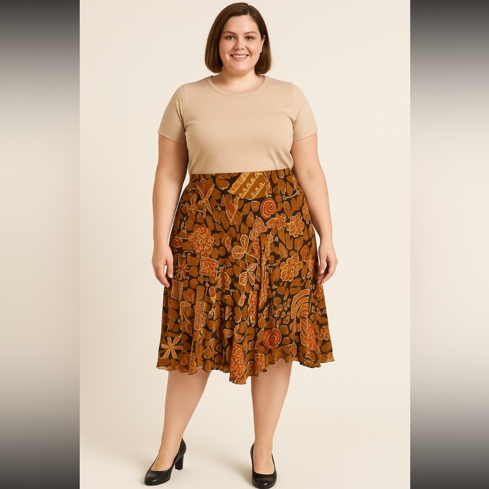 Ruby Rd. Petite Multicolour MIDI Skirt Size 16
